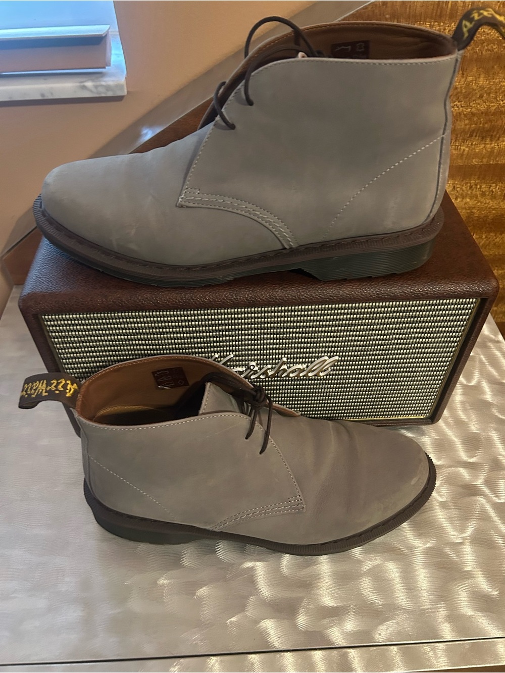 Dr. Martens Men's Gray Boots - Classic Lace-Up Chukka